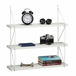 relaxdays Wandregal »Hängeregal für die Wand mit 3 Ablagen«, Weiß Wei&szlig;, Schwarz