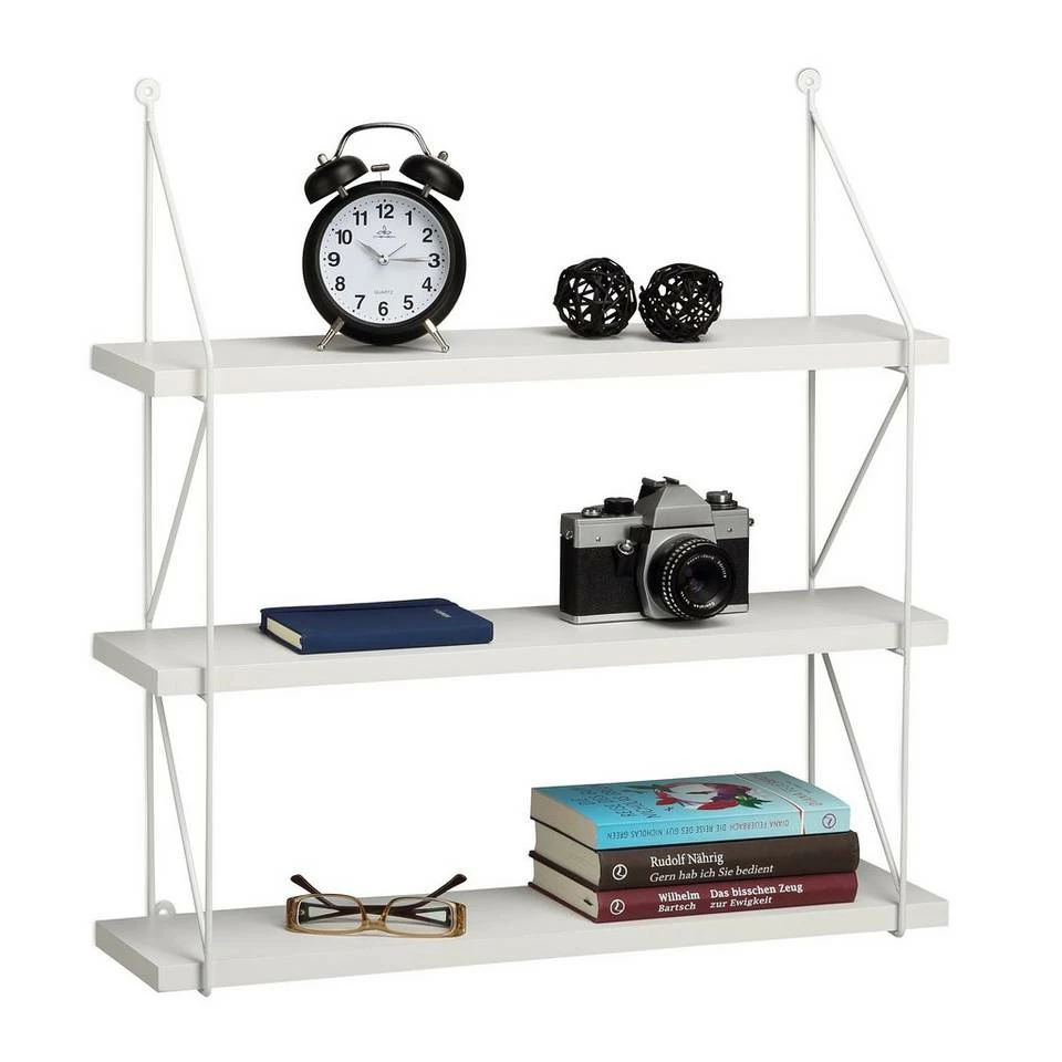 relaxdays Wandregal »Hängeregal für die Wand mit 3 Ablagen«, Weiß Weiß, Schwarz 1 relaxdays Wandregal »Hängeregal für die Wand mit 3 Ablagen«, Weiß Weiß, Schwarz