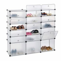 relaxdays Schuhregal »Schuhregal Kunststoff mit 18 Fächern«, Weiß Transparent Schwarz Silber, Wei&szlig; Transparent Silber, Schwarz Transparent Silber -Deutschland Möbel Verkäufe 2024 44595926 00bd 5127 a77b 39de6d3f3f08