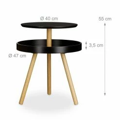 relaxdays Beistelltisch »Beistelltisch rund mit Ablage«, Schwarz Schwarz Hellbraun, Weiß Hellbraun -Deutschland Möbel Verkäufe 2024 45b03cdf 4e6e 5257 8350 6ff94fb0ae1a
