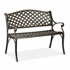 relaxdays Gartenbank »Gartenbank Metall in Schwarz-Bronze«