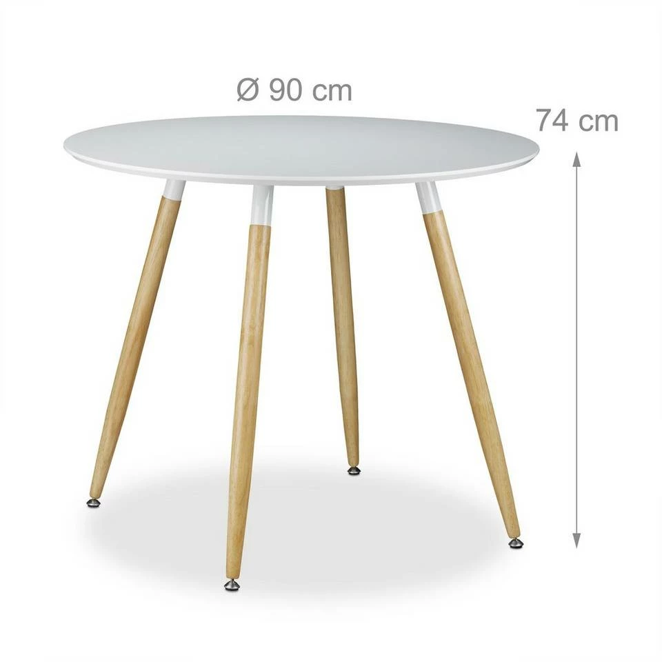 relaxdays Esstisch »Runder Esstisch ARVID 90 cm«, Weiß Weiß Hellbraun, Schwarz Hellbraun 3 relaxdays Esstisch »Runder Esstisch ARVID 90 cm«, Weiß Weiß Hellbraun, Schwarz Hellbraun – Bild 3