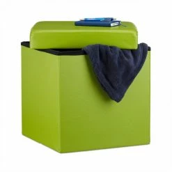 relaxdays Sitzhocker »Faltbarer Sitzhocker Kunstleder«, Grün Schwarz, Weiß, Orange, Creme