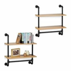 relaxdays Wandregal »2 x Wandregal Industrie Look 2 Ablagen«