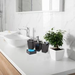 relaxdays Badezimmer-Set »Badaccessoires Set 5-teilig«, Schwarz Schwarz Transparent Silber, Wei&szlig; Transparent Silber -Deutschland Möbel Verkäufe 2024 49be27de a3b1 51a6 939f a31db8842ed7