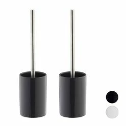 relaxdays Badezimmer-Set »2 x WC-Garnitur Keramik grau«