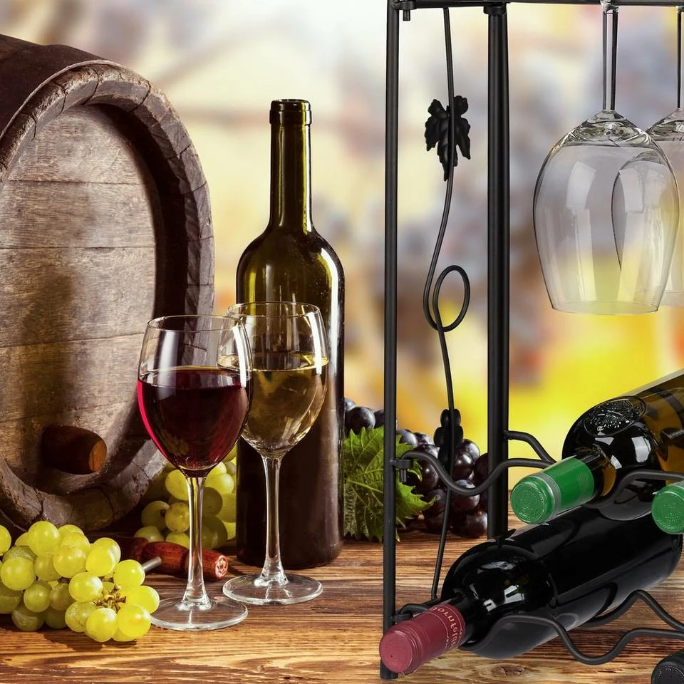 relaxdays Weinregal »Schwarzes Weinregal mit Glashalter« 5 relaxdays Weinregal »Schwarzes Weinregal mit Glashalter« – Bild 5