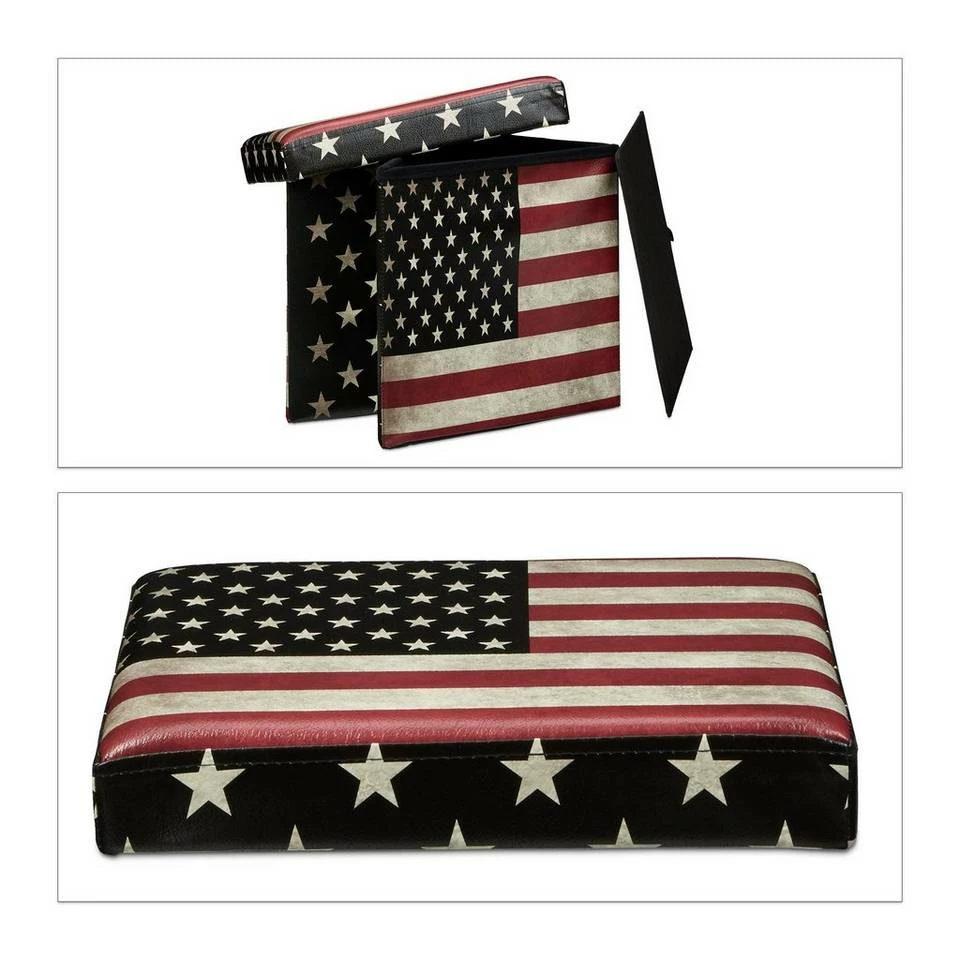 relaxdays Sitzhocker »Sitzhocker mit Stauraum Trendmotiv«, USA Dunkelrot Blau Schwarz, Rot Weiß Rot, Gelb Schwarz Hellbraun, Weiß Braun Blau 11 relaxdays Sitzhocker »Sitzhocker mit Stauraum Trendmotiv«, USA Dunkelrot Blau Schwarz, Rot Weiß Rot, Gelb Schwarz Hellbraun, Weiß Braun Blau – Bild 11