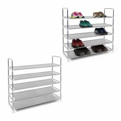 relaxdays Schuhregal »2 x Schuhregal für 20 Paar Schuhe grau«