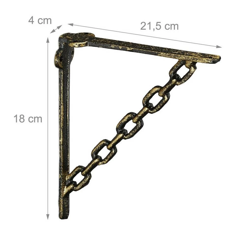 relaxdays Wandregalhalter »2 x Regalwinkel Gusseisen Kette bronze« 4 relaxdays Wandregalhalter »2 x Regalwinkel Gusseisen Kette bronze« – Bild 4