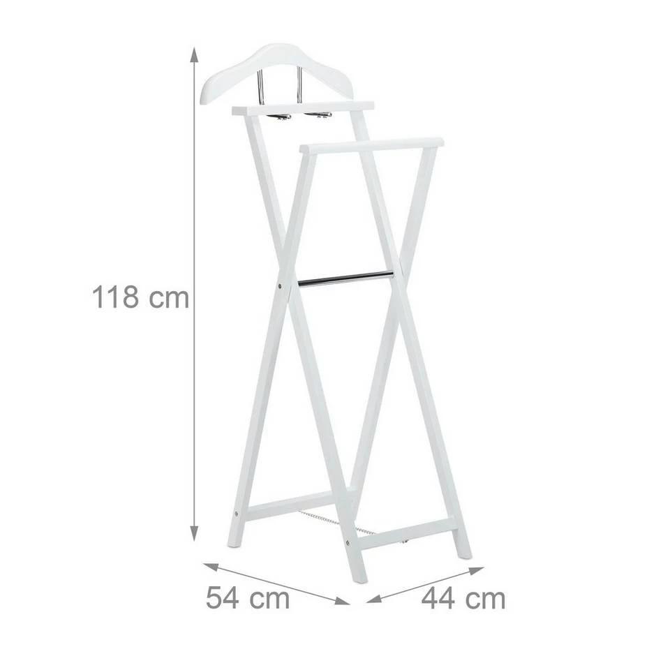 relaxdays Herrendiener »Herrendiener Holz zum Klappen«, Weiß Anthrazit Silber, Weiß Silber 4 relaxdays Herrendiener »Herrendiener Holz zum Klappen«, Weiß Anthrazit Silber, Weiß Silber – Bild 4