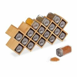 relaxdays Gewürzregal »Gewürzregal mit 18 Gläsern«