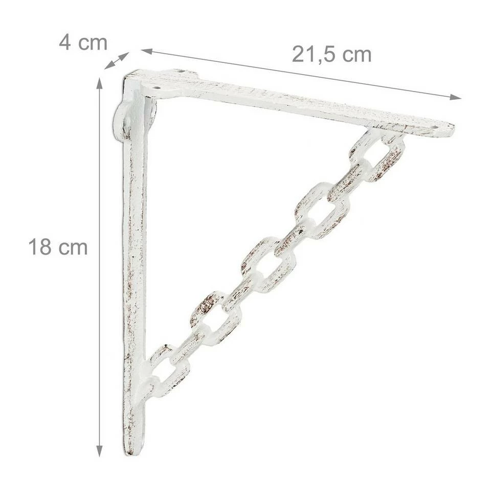 relaxdays Wandregalhalter »2 x Regalwinkel Gusseisen Kette weiß« 4 relaxdays Wandregalhalter »2 x Regalwinkel Gusseisen Kette weiß« – Bild 4