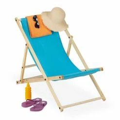 relaxdays Gartenliege »Liegestuhl Holz klappbar«, Hellblau