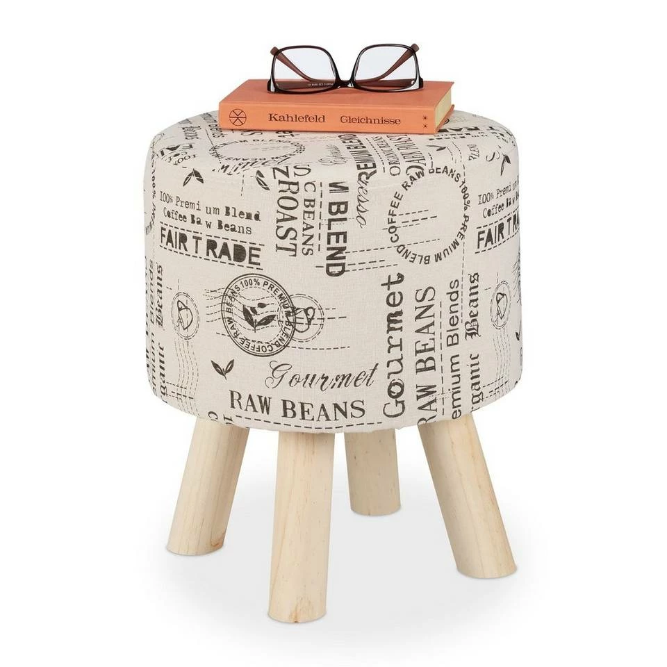 relaxdays Sitzhocker »Runder Sitzhocker mit Stoffbezug« 1 relaxdays Sitzhocker »Runder Sitzhocker mit Stoffbezug«