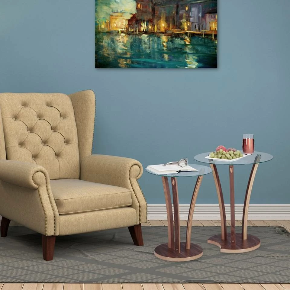 relaxdays Beistelltisch »Beistelltisch rund im 2er Set Glasplatte« 2 relaxdays Beistelltisch »Beistelltisch rund im 2er Set Glasplatte« – Bild 2