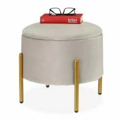 relaxdays Stauraumhocker »Grauer Samthocker mit Stauraum«