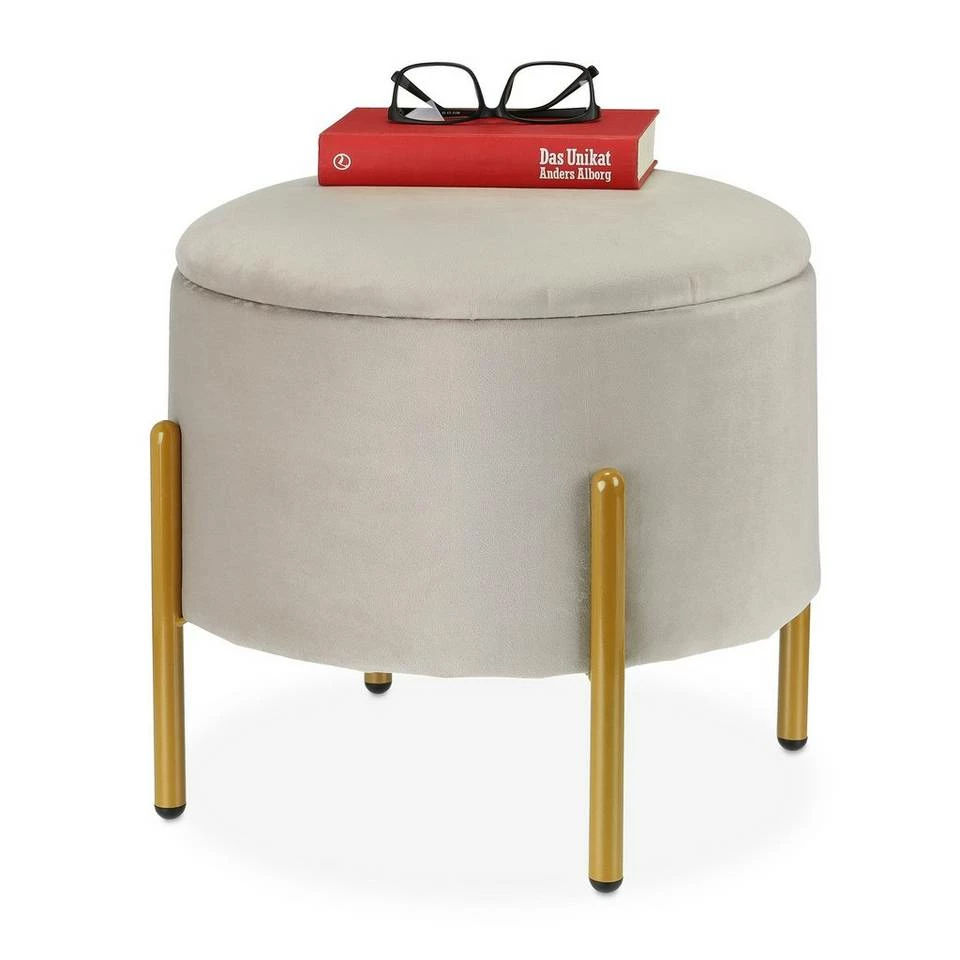 relaxdays Stauraumhocker »Grauer Samthocker mit Stauraum« 1 relaxdays Stauraumhocker »Grauer Samthocker mit Stauraum«