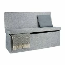relaxdays Sitzhocker »Faltbarer Sitzhocker mit Lehne XL«, Grau Dunkelbraun