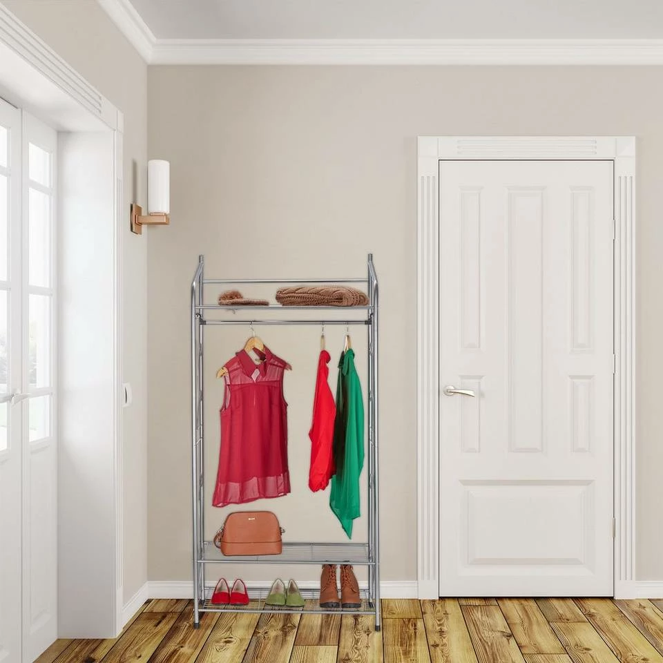 relaxdays Kleiderständer »Kleiderständer mit 3 Ablagen«, Silber Gold, Weiß 2 relaxdays Kleiderständer »Kleiderständer mit 3 Ablagen«, Silber Gold, Weiß – Bild 2