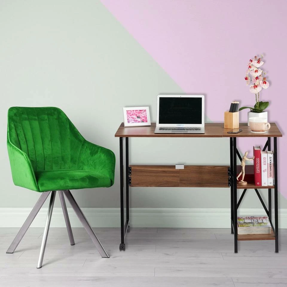 relaxdays Schreibtisch »Schreibtisch klappbar mit Ablagen«, Schwarz / Schwarz Weiß, Braun Schwarz 5 relaxdays Schreibtisch »Schreibtisch klappbar mit Ablagen«, Schwarz / Schwarz Weiß, Braun Schwarz – Bild 5