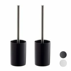 relaxdays Badezimmer-Set »2 x WC-Garnitur Keramik schwarz«