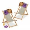 relaxdays Gartenliege »Beiger Liegestuhl aus Holz im 2er Set«