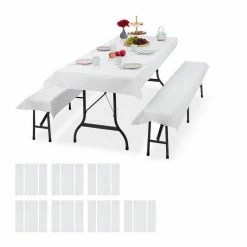 relaxdays Bierzeltgarnitur »24x Bierzeltgarnitur Auflage weiß«