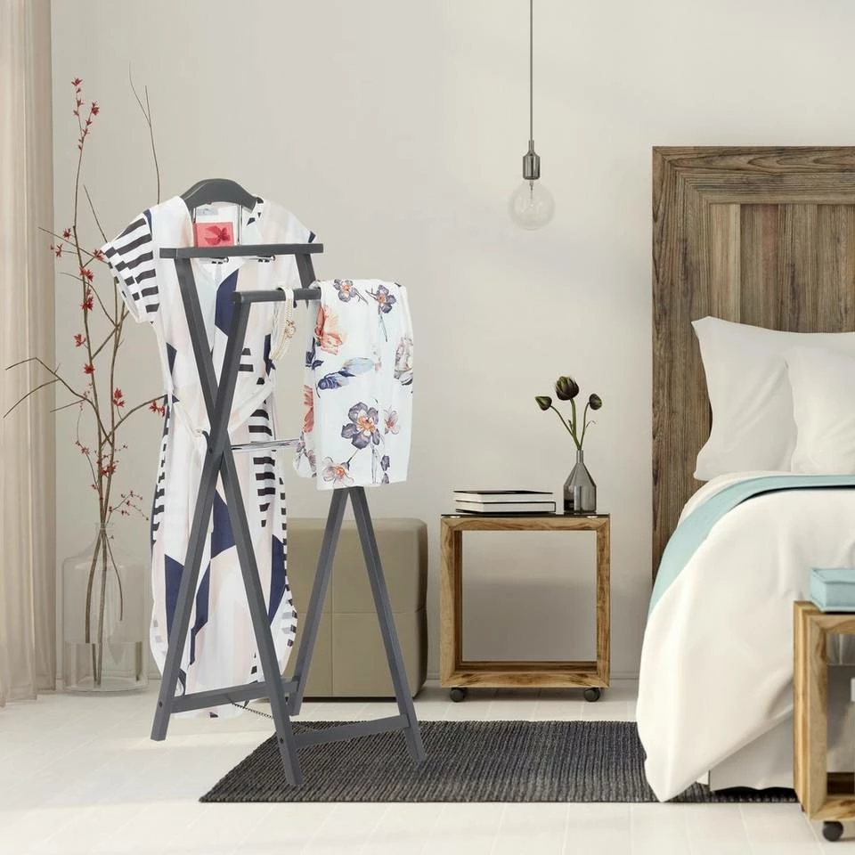 relaxdays Herrendiener »Herrendiener Holz zum Klappen«, Weiß Anthrazit Silber, Weiß Silber 5 relaxdays Herrendiener »Herrendiener Holz zum Klappen«, Weiß Anthrazit Silber, Weiß Silber – Bild 5