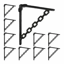 relaxdays Wandregalhalter »10 x Regalwinkel Gusseisen Kette schwarz«