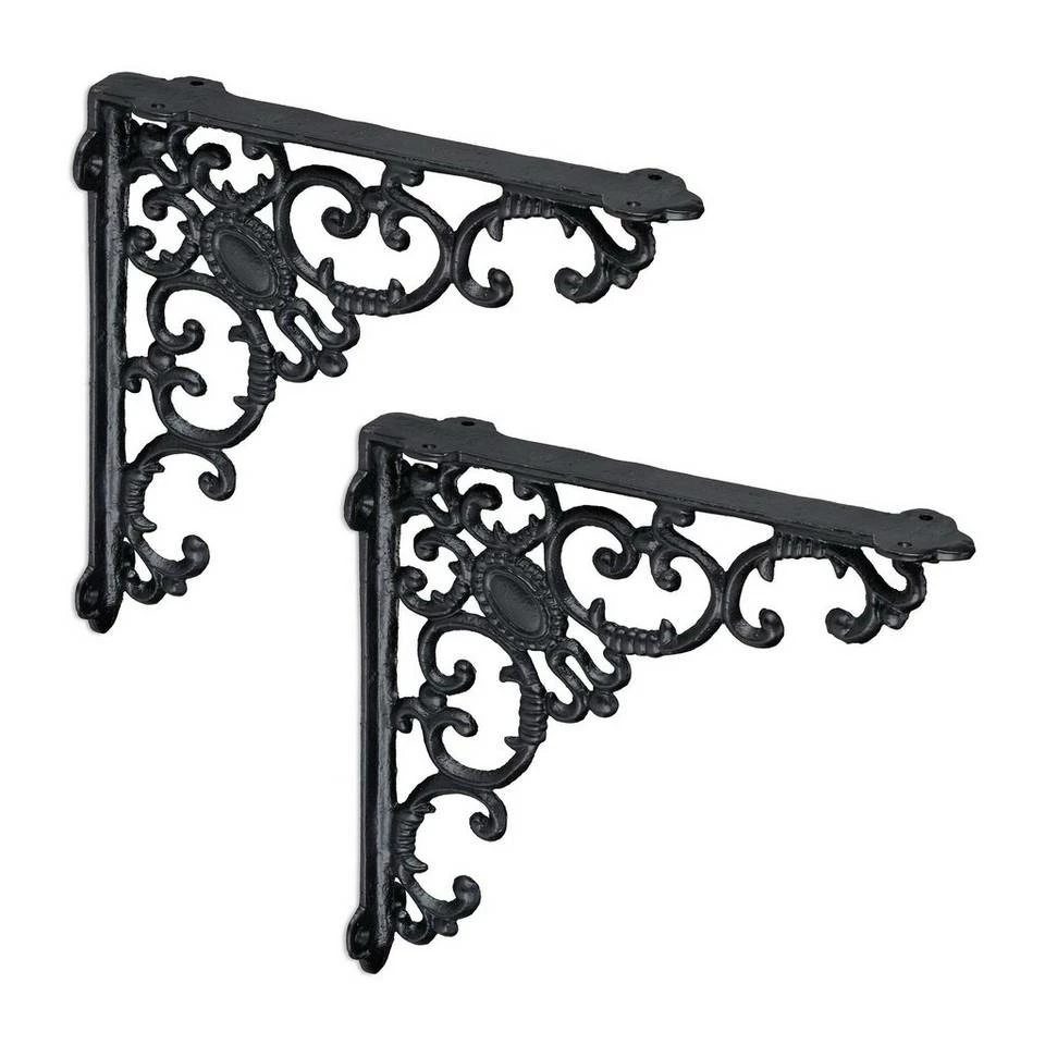 relaxdays Wandregalhalter »2er Set Regalwinkel antik«, Weiß Weiß, Braun, Schwarz, Schwarz Gold 10 relaxdays Wandregalhalter »2er Set Regalwinkel antik«, Weiß Weiß, Braun, Schwarz, Schwarz Gold – Bild 10