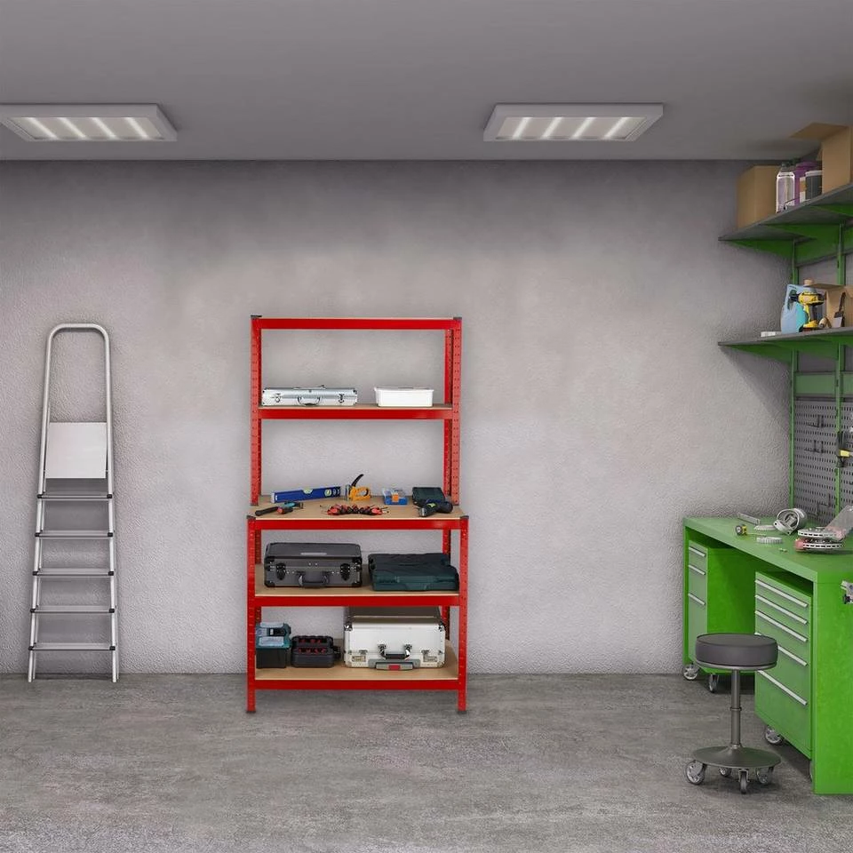 relaxdays Schwerlastregal »Schwerlastregal mit Werkbank rot« 2 relaxdays Schwerlastregal »Schwerlastregal mit Werkbank rot« – Bild 2