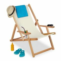 relaxdays Gartenliege »Liegestuhl mit Armlehnen beige«