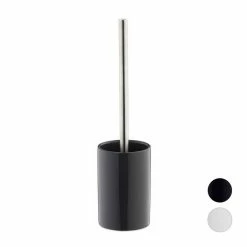 relaxdays Badezimmer-Set »WC-Garnitur Keramik«, Grau Anthrazit Silber Schwarz, Schwarz Silber, Wei&szlig; Silber