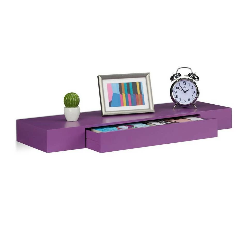 relaxdays Wandregal »Wandregal mit Schublade«, Grün Grün, Lila, Schwarz, Braun 8 relaxdays Wandregal »Wandregal mit Schublade«, Grün Grün, Lila, Schwarz, Braun – Bild 8