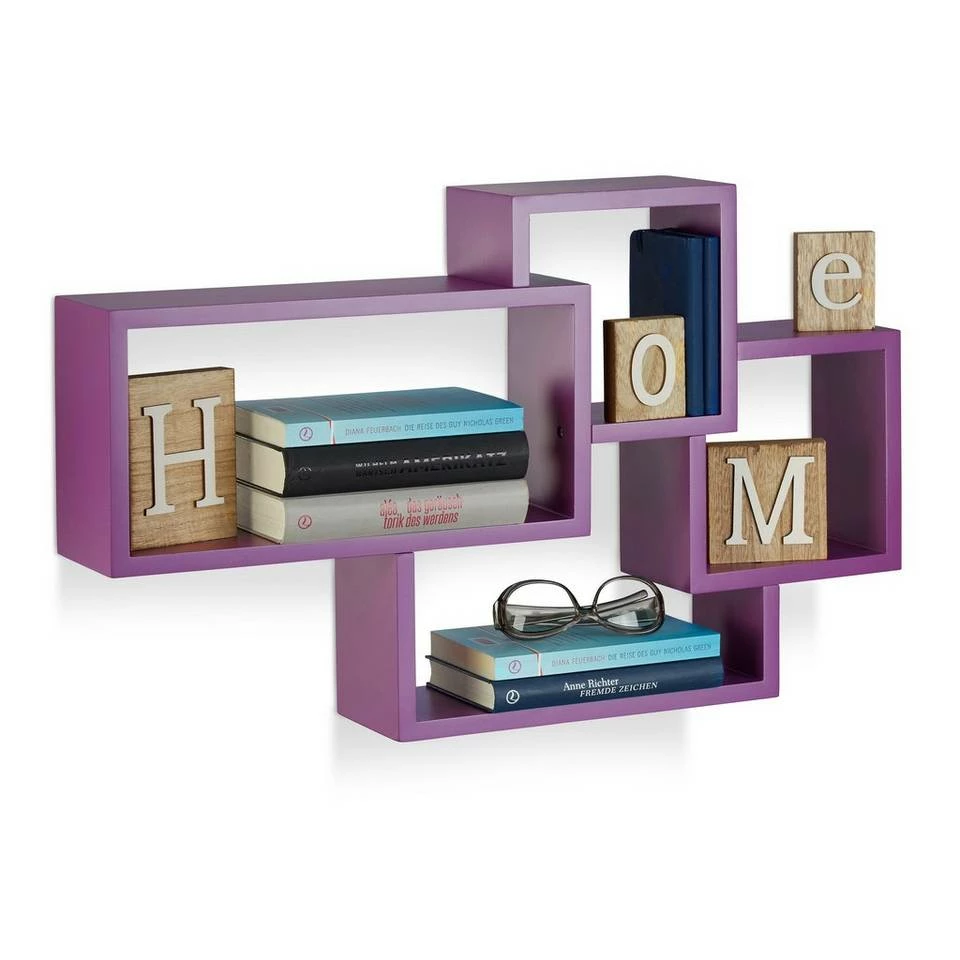 relaxdays Wandregal »Wandregal Cube freischwebend«, Braun Lila, Hellblau, Grün, Schwarz 11 relaxdays Wandregal »Wandregal Cube freischwebend«, Braun Lila, Hellblau, Grün, Schwarz – Bild 11