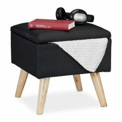 relaxdays Stauraumhocker »Hocker mit Stauraum«, Schwarz Blau Hellbraun, Braun Hellbraun, Grau, Grau Hellbraun