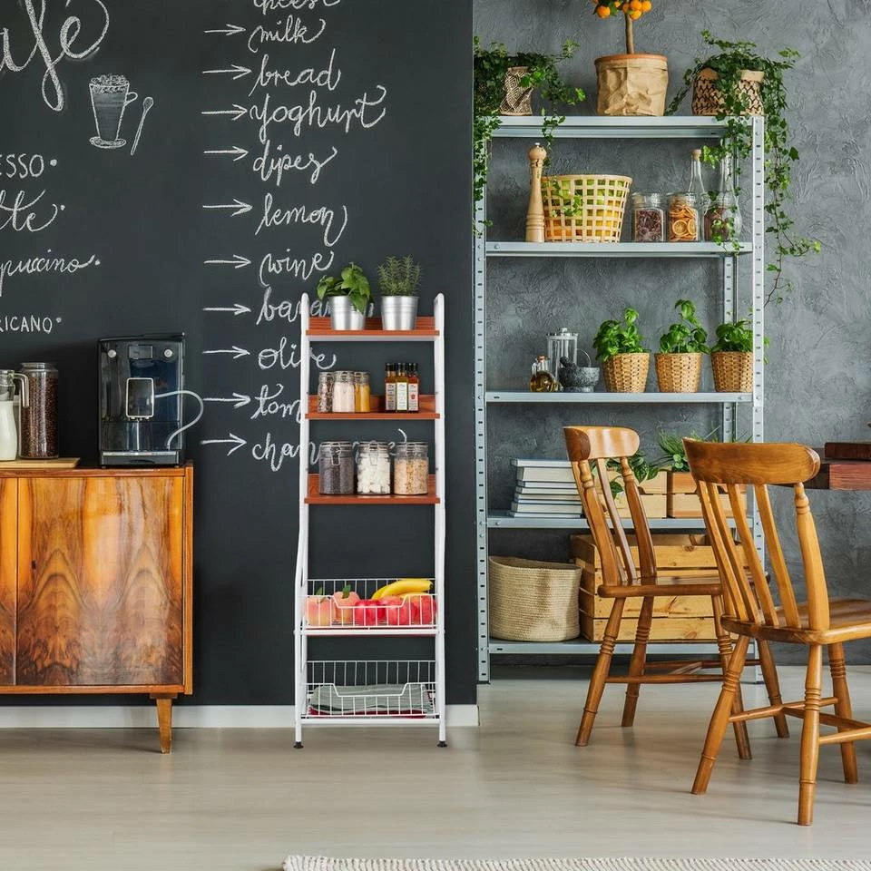 relaxdays Küchenregal »Küchenregal 5 Ebenen«, Weiß Schwarz Braun, Weiß Braun 2 relaxdays Küchenregal »Küchenregal 5 Ebenen«, Weiß Schwarz Braun, Weiß Braun – Bild 2