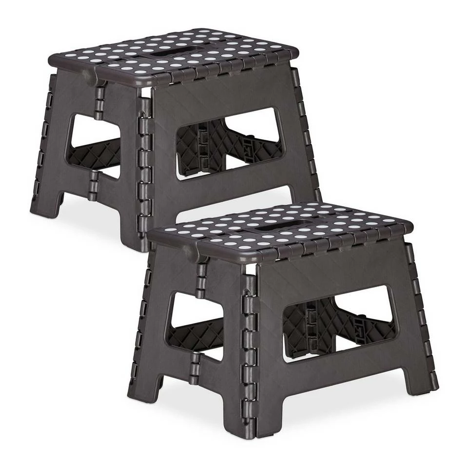 relaxdays Tritthocker »2 x Klapphocker faltbar M dunkelgrau« 1 relaxdays Tritthocker »2 x Klapphocker faltbar M dunkelgrau«