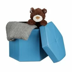 relaxdays Sitzhocker »Faltbarer Sitzhocker sechseckig«, Blau Weiß, Grün, Schwarz, Dunkelbraun