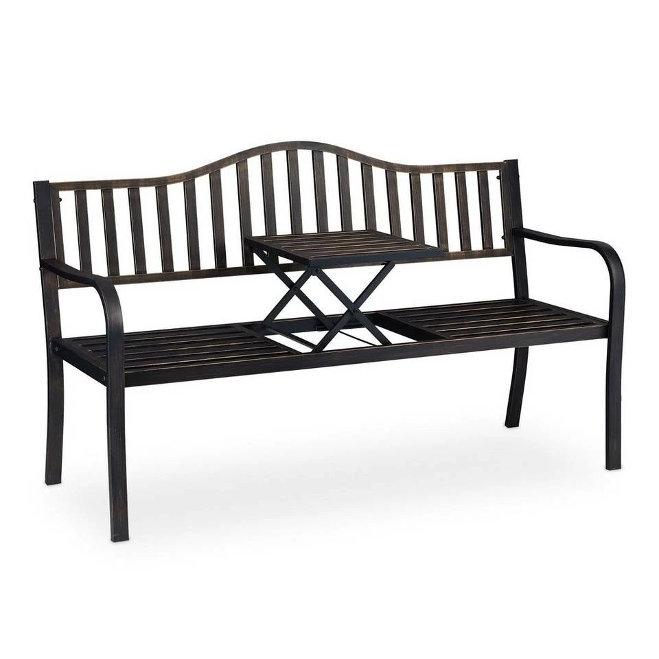 relaxdays Gartenbank »Gartenbank mit Klapptisch«, Schwarz-Bronze Weiß Gold, Schwarz Gold 9 relaxdays Gartenbank »Gartenbank mit Klapptisch«, Schwarz-Bronze Weiß Gold, Schwarz Gold – Bild 9