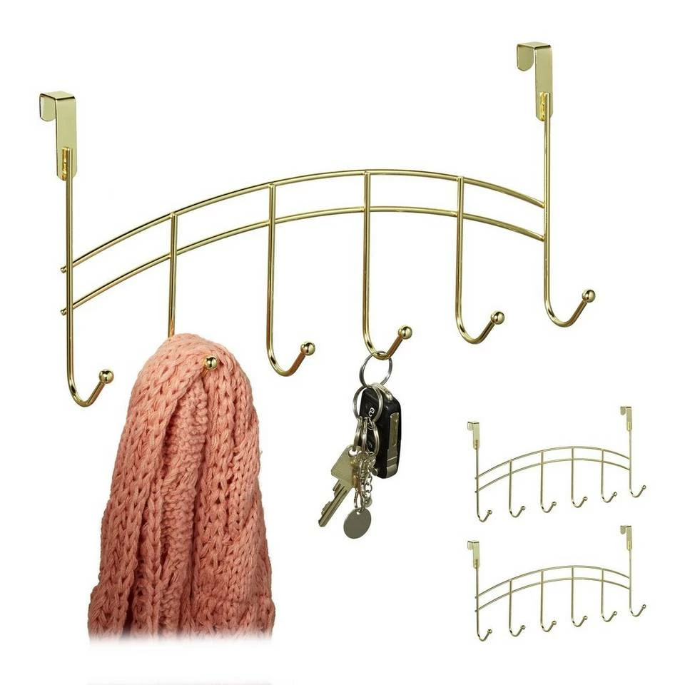 Türgarderobe »3 x Türgarderobe zum Einhängen gold«, relaxdays 1 Türgarderobe »3 x Türgarderobe zum Einhängen gold«, relaxdays