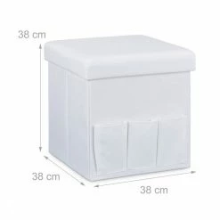 relaxdays Sitzhocker »Faltbarer Sitzhocker mit Taschen Leinen«, Weiß Dunkelbraun, Weiß, Grau -Deutschland Möbel Verkäufe 2024 607eab37 22c4 545e b5a6 945bf2aaf365