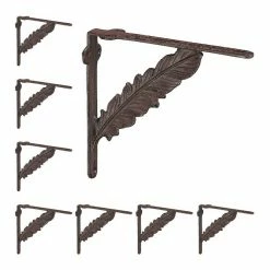relaxdays Wandregalhalter »8 x Regalwinkel Gusseisen Feder braun«