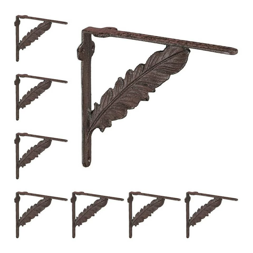 relaxdays Wandregalhalter »8 x Regalwinkel Gusseisen Feder braun« 1 relaxdays Wandregalhalter »8 x Regalwinkel Gusseisen Feder braun«