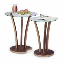 relaxdays Beistelltisch »Beistelltisch rund im 2er Set Glasplatte«