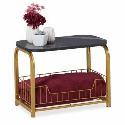 relaxdays Beistelltisch »Beistelltisch Aufbewahrung«, Schwarz Schwarz Gold, Weiß