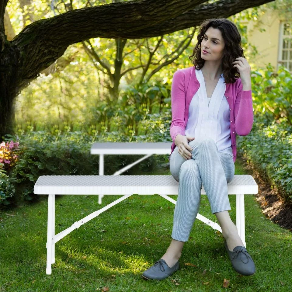 relaxdays Gartenbank »Weiße Bierbank 2er Set« 2 relaxdays Gartenbank »Weiße Bierbank 2er Set« – Bild 2