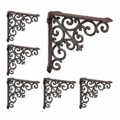 relaxdays Wandregalhalter »6 x Regalwinkel antik braun«