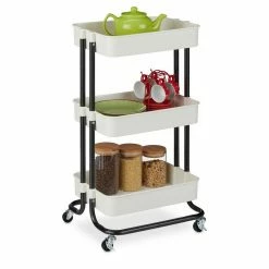 relaxdays Servierwagen »Rollwagen mit 3 Etagen«, Schwarz Weiß Schwarz, Weiß